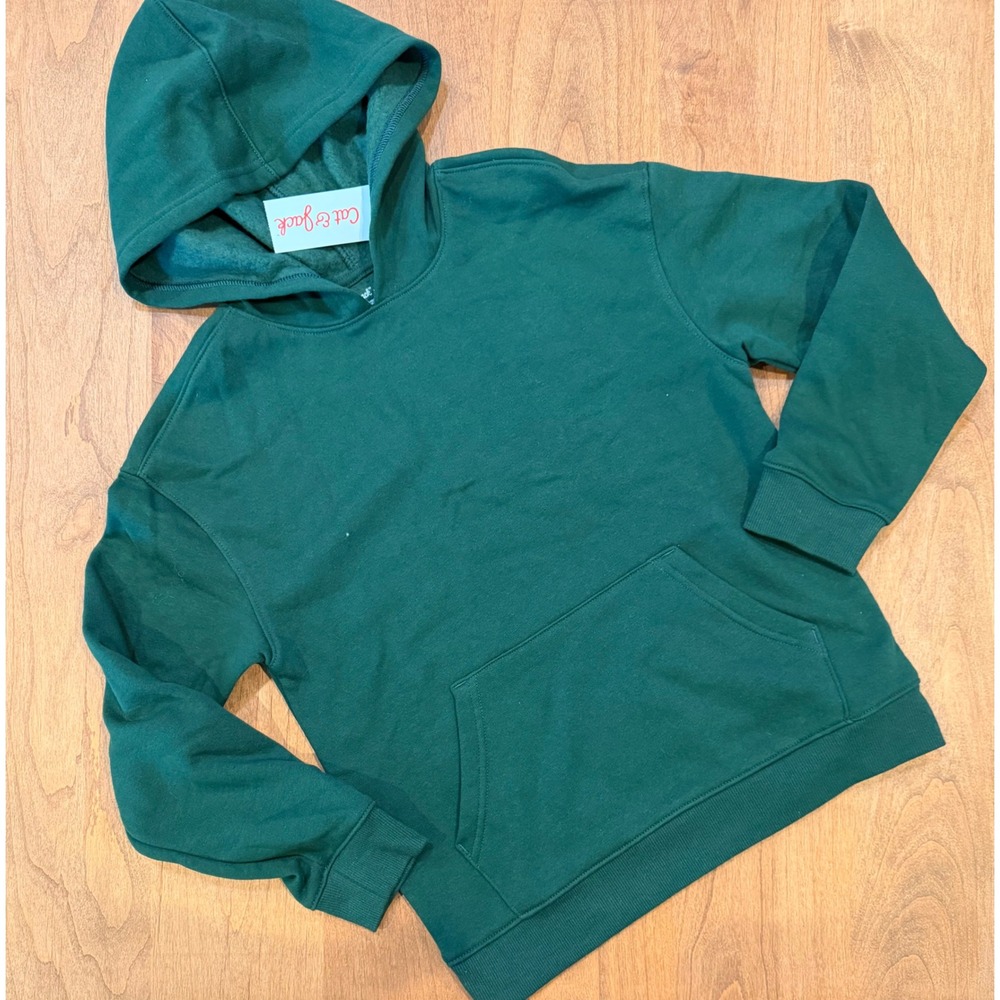 Cat & Jack Boys Pullover Hoodie Dark Green Sweatshirt NWT Medium 8